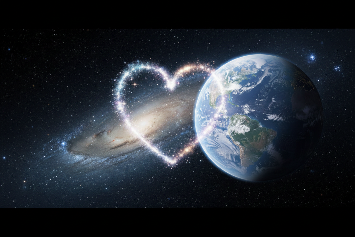 Kosmisches Herz im Weltraum-Stil